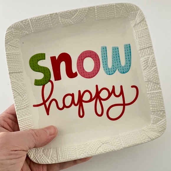 HALLMARK Sweet lil' Gift " Snow Happy " Square Ceramic Christmas Plate - Picture 9 of 11